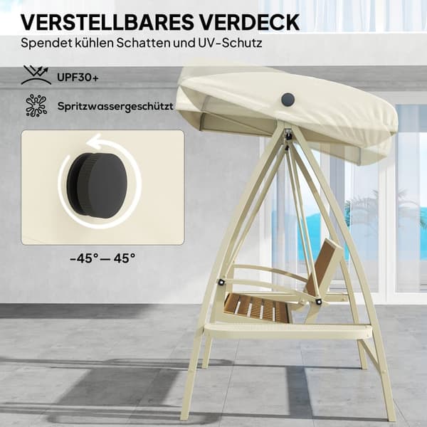 Hollywood-keinu, 2 istuttava, 200x120x190 cm, Beige