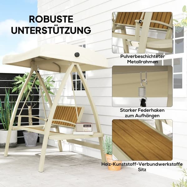 Hollywood-keinu, 2 istuttava, 200x120x190 cm, Beige