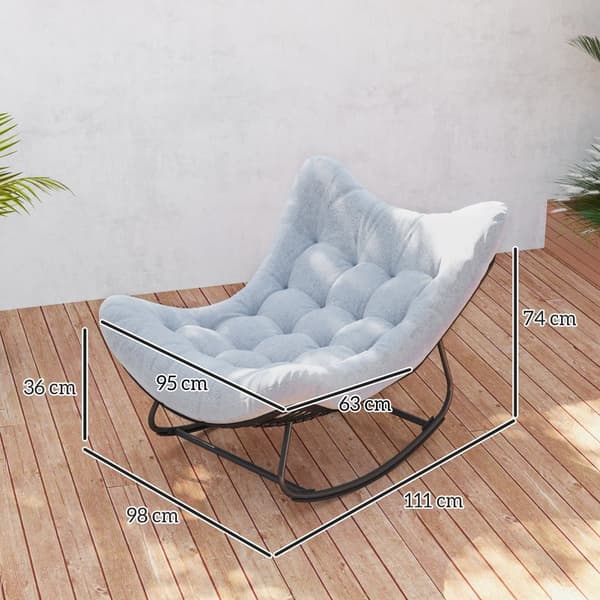 Rattan Gungstol, 98x111x74 cm, Grå