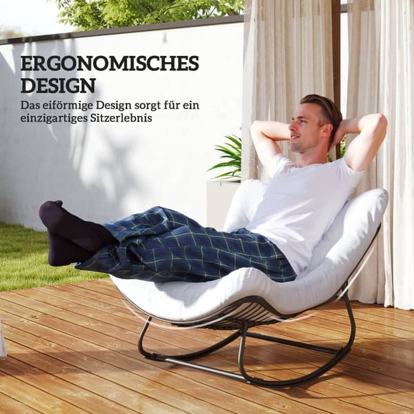 Rattan Gungstol, 98x111x74 cm, Grå