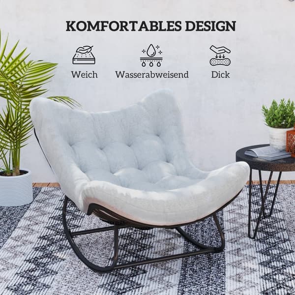 Rattan Gungstol, 98x111x74 cm, Grå