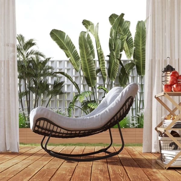 Rattan Gungstol, 98x111x74 cm, Grå