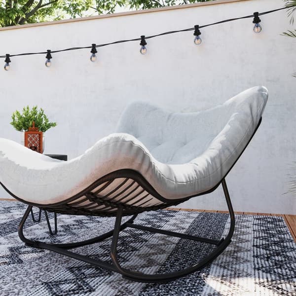 Rattan Gungstol, 98x111x74 cm, Grå