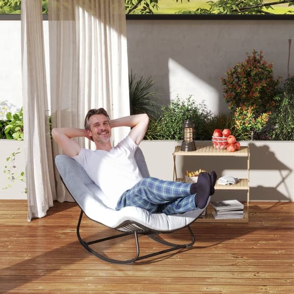 Rattan Gungstol, 98x111x74 cm, Grå