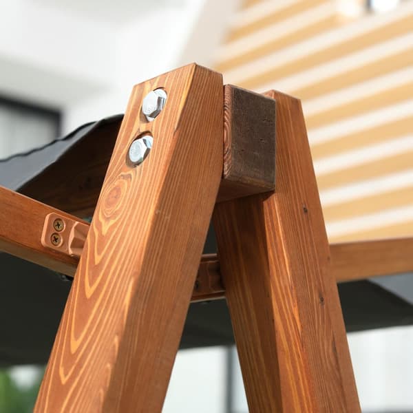 Havnegynge, Hollywoodschaukel 3-sæders med sengfunktion, 225.5x113x180 cm, Grå og Teak