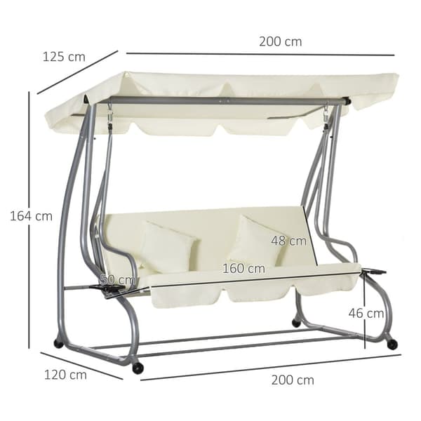 Hollywood keinutuoli, 3 istuttava, 200x120x164 cm, Beige