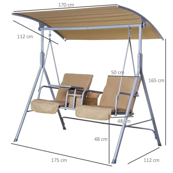 Puutarha keinu, Hollywood-keinu, 175x112x165 cm, Beige