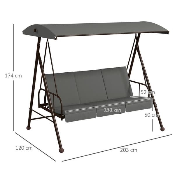 Rootz Garden Swing - Making Swing - Vaihtoehtoinen riippumatto - Suurin mukavuus - Teräs ja polyesteri - 203 cm x 120 cm x 174 cm