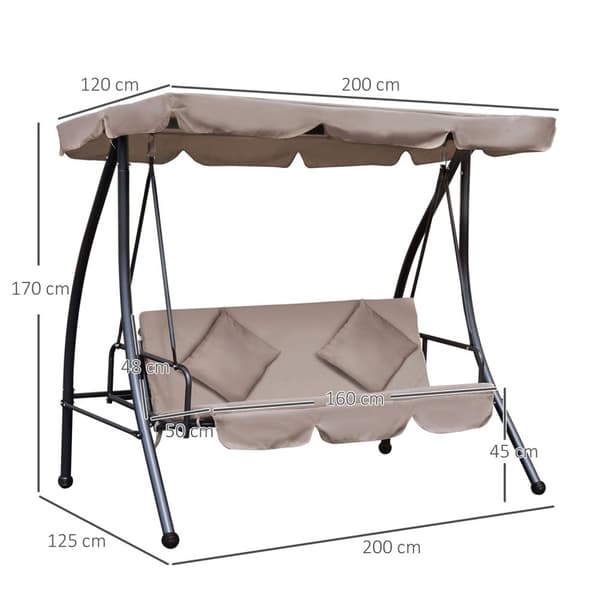 Rootz Hollywood Swing With Making Function - Ulko -sohva - Patio -vuode - Korkea mukavuus - 200 cm x 125 cm x 170cm