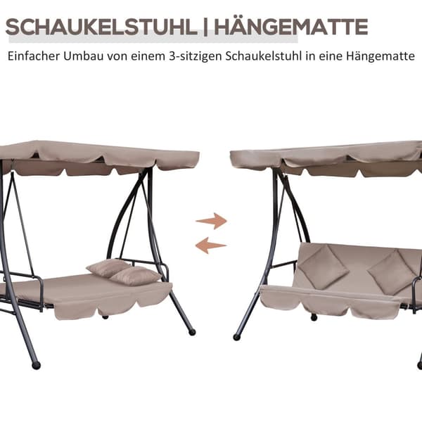 Rootz Hollywood Swing With Making Function - Ulko -sohva - Patio -vuode - Korkea mukavuus - 200 cm x 125 cm x 170cm
