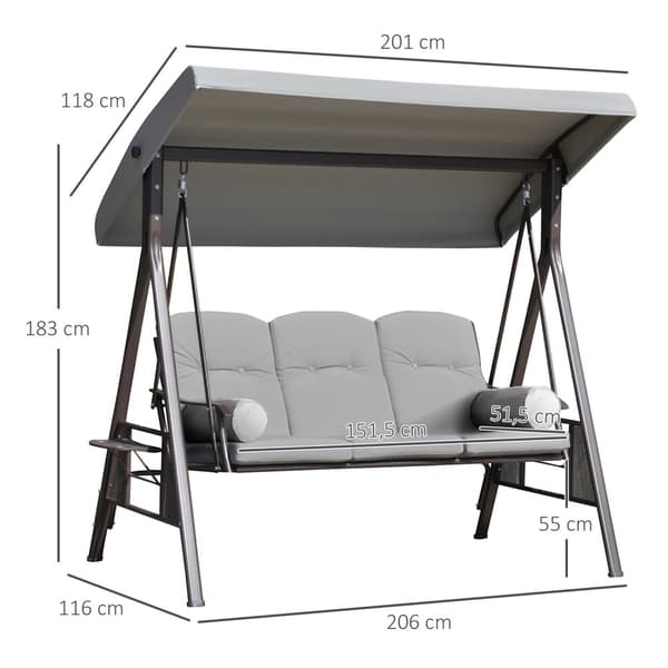 Rootz 3 -personers trädgårdslounge - utomhus soffa - uteplats soffa - justerbar tak - ergonomisk design - 116 x 206 x 183 cm