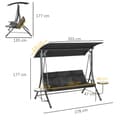 Pikkukuva 3 / 10: Rootz Hollywood Swing Bench - Puutarhan keinu - 3 -paikkainen keinu - Säädettävä kattoluukku - 278x135x177 cm - musta