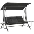 Pikkukuva 10 / 10: Rootz Hollywood Swing Bench - Puutarhan keinu - 3 -paikkainen keinu - Säädettävä kattoluukku - 278x135x177 cm - musta