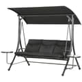 Pikkukuva 1 / 10: Rootz Hollywood Swing Bench - Puutarhan keinu - 3 -paikkainen keinu - Säädettävä kattoluukku - 278x135x177 cm - musta