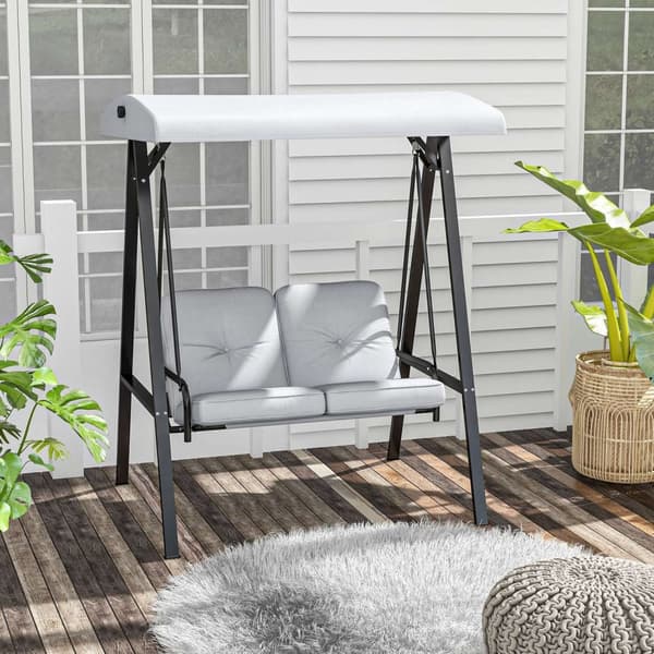 Rootz Hollywood Swing - 2 -paikkainen puutarhakello - Patio -riippumatossa - Teräsrunko - Säädettävä katto - 145 x 116 x 172 cm - enintään 220 kg: n k