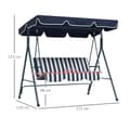 Pikkukuva 3 / 10: Rootz Hollywood Swing Garden -istuin - 3 -paikkainen keinu - ulkopenkki - säänkestävä - Säädettävä katto - 172 cm x 110cm x 153 cm - sininen ja valkoi
