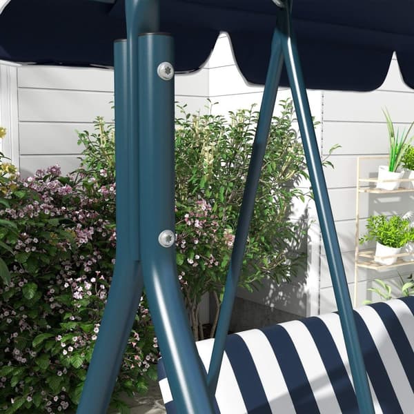 Rootz Hollywood Swing Garden -istuin - 3 -paikkainen keinu - ulkopenkki - säänkestävä - Säädettävä katto - 172 cm x 110cm x 153 cm - sininen ja valkoi
