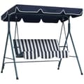 Pikkukuva 10 / 10: Rootz Hollywood Swing Garden -istuin - 3 -paikkainen keinu - ulkopenkki - säänkestävä - Säädettävä katto - 172 cm x 110cm x 153 cm - sininen ja valkoi