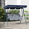 Pikkukuva 2 / 10: Rootz Hollywood Swing Garden -istuin - 3 -paikkainen keinu - ulkopenkki - säänkestävä - Säädettävä katto - 172 cm x 110cm x 153 cm - sininen ja valkoi