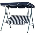 Pikkukuva 1 / 10: Rootz Hollywood Swing Garden -istuin - 3 -paikkainen keinu - ulkopenkki - säänkestävä - Säädettävä katto - 172 cm x 110cm x 153 cm - sininen ja valkoi