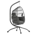Miniatyrbillede 1 af 10: Rootz hængende udendørs svingstol - sammenfoldelig kurv sæde - ægstol - komfort med kopholder - 120 cm x 88 cm x 192 cm