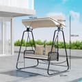 Pikkukuva 3 / 10: Rootz Rattan Hollywood Swing - 2 -paikkainen puutarhakello - ulkoilma - UV -kestäjä - 149 x 121 x 180 cm