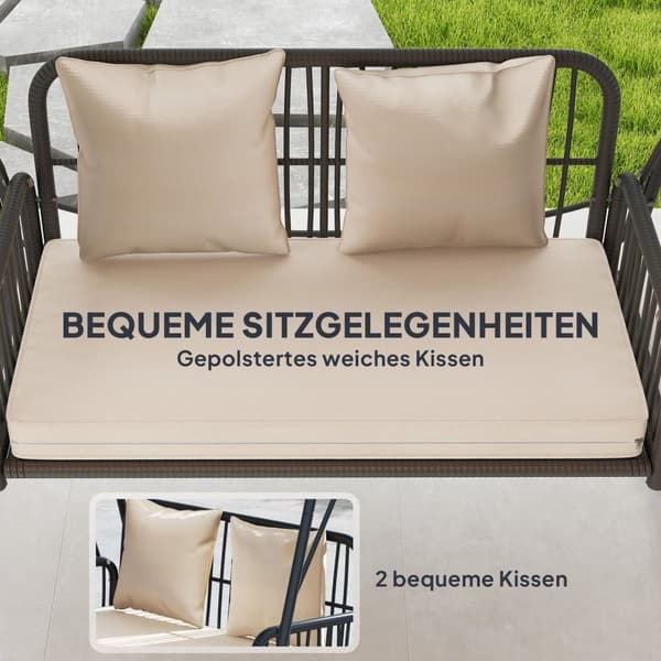Rootz Rattan Hollywood Swing - 2 -paikkainen puutarhakello - ulkoilma - UV -kestäjä - 149 x 121 x 180 cm