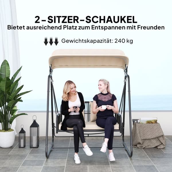 Rootz Rattan Hollywood Swing - 2 -paikkainen puutarhakello - ulkoilma - UV -kestäjä - 149 x 121 x 180 cm
