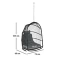 Pikkukuva 3 / 10: Rootz -roikkuu tuoli roikkuu kori - kääntötuoli - munatuoli - ergonominen mukavuus - 74L x 68W x 105H CM - Harmaa ja musta