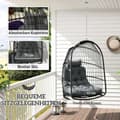 Pikkukuva 4 / 10: Rootz -roikkuu tuoli roikkuu kori - kääntötuoli - munatuoli - ergonominen mukavuus - 74L x 68W x 105H CM - Harmaa ja musta
