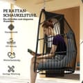 Pikkukuva 5 / 10: Rootz -roikkuu tuoli roikkuu kori - kääntötuoli - munatuoli - ergonominen mukavuus - 74L x 68W x 105H CM - Harmaa ja musta