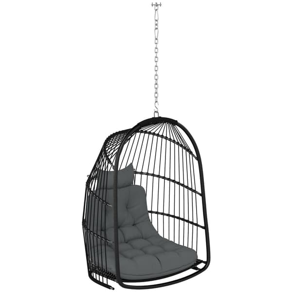 Rootz -roikkuu tuoli roikkuu kori - kääntötuoli - munatuoli - ergonominen mukavuus - 74L x 68W x 105H CM - Harmaa ja musta