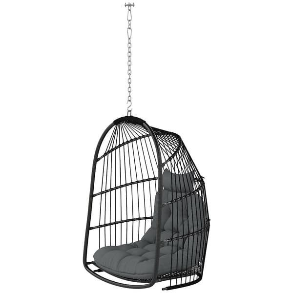 Rootz -roikkuu tuoli roikkuu kori - kääntötuoli - munatuoli - ergonominen mukavuus - 74L x 68W x 105H CM - Harmaa ja musta