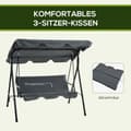Miniatyrbillede 7 af 10: Rootz Hollywood Garden Swing - 3 -personers gyngende bænk - Udendørs gårdhave -sving - stålramme - 172 x 110 x 153 cm - Ideel solbeskyttelse
