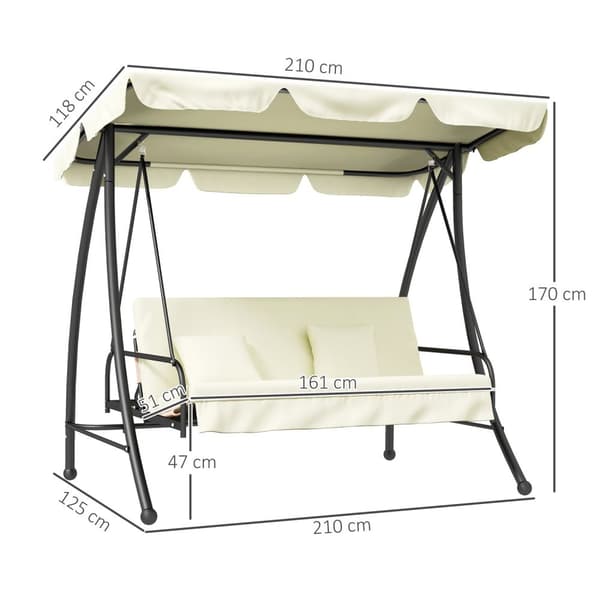 Rootz Hollywood Swing Bench - Swing Lounger - Udendørs siddepladser - Justerbar ryglæn - 200 cm x 125 cm x 170 cm