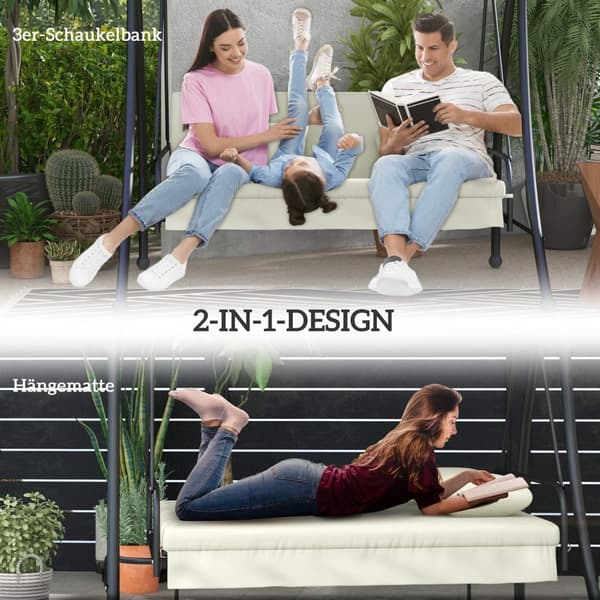 Rootz Hollywood Swing Bench - Swing Lounger - Udendørs siddepladser - Justerbar ryglæn - 200 cm x 125 cm x 170 cm