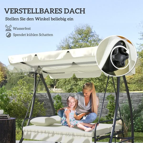 Rootz Hollywood Swing Bench - Swing Lounger - Udendørs siddepladser - Justerbar ryglæn - 200 cm x 125 cm x 170 cm