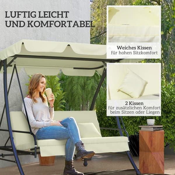 Rootz Hollywood Swing Bench - Swing Lounger - Udendørs siddepladser - Justerbar ryglæn - 200 cm x 125 cm x 170 cm