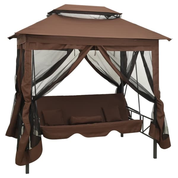 Paviljong med hammock kaffebrun
