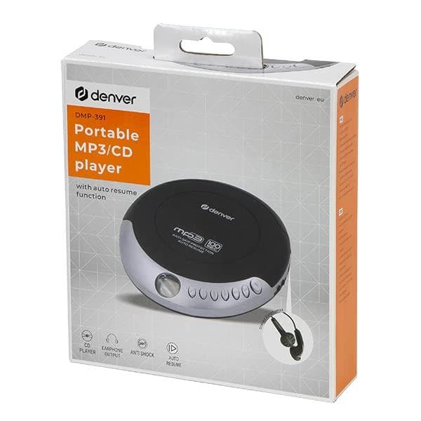 Denver Bärbar CD-spelare DMP-391. Walkman kompatibel med CD-skivor, CD-R och CD-RW CD-RW. Anti-shock-funktion med basförstärkningssystem, hörlurar