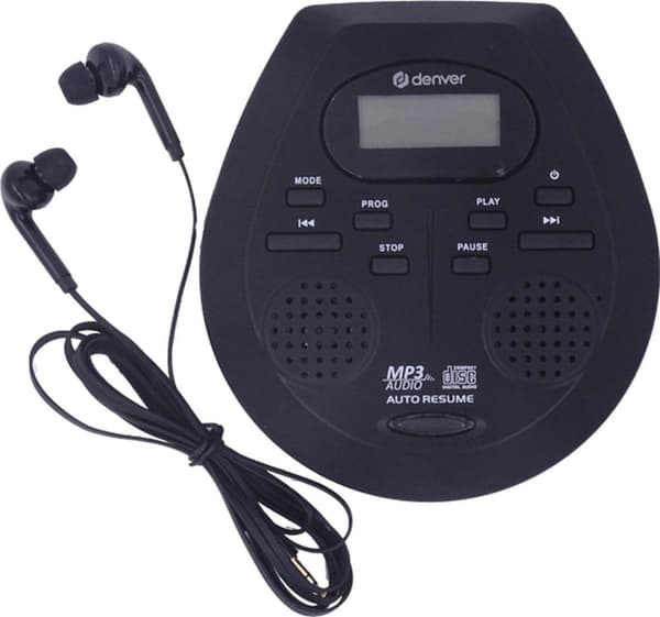 Denver DMP-395 - Bærbar CD-afspiller - discman - CD - MP3 - Autoresume - Repeat funktion - Sort