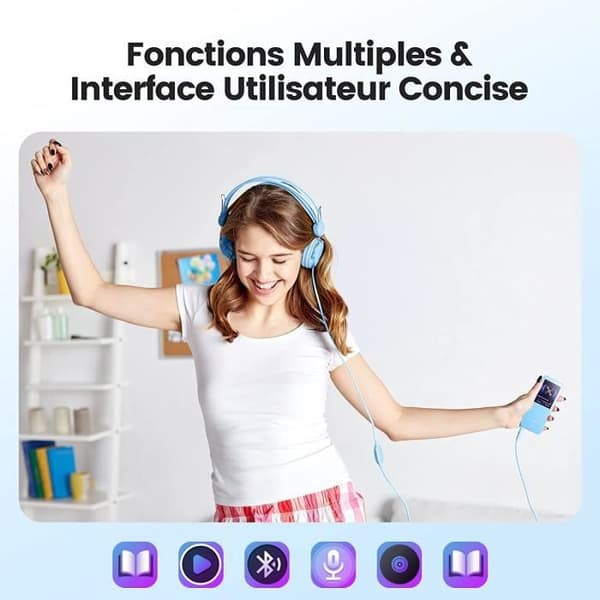 AGPTEK 32GB Bluetooth 5.3 MP3-högtalare med pekknappar, 2,4 tum stor skärm, TF-kort upp till 128G - Blå