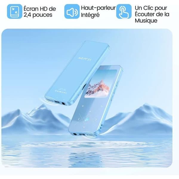 AGPTEK 32GB Bluetooth 5.3 MP3-högtalare med pekknappar, 2,4 tum stor skärm, TF-kort upp till 128G - Blå