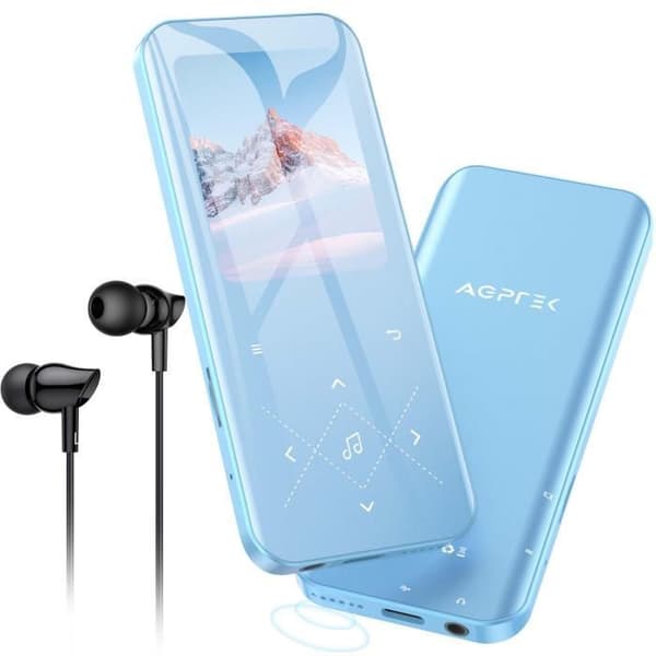 AGPTEK 32GB Bluetooth 5.3 MP3-högtalare med pekknappar, 2,4 tum stor skärm, TF-kort upp till 128G - Blå