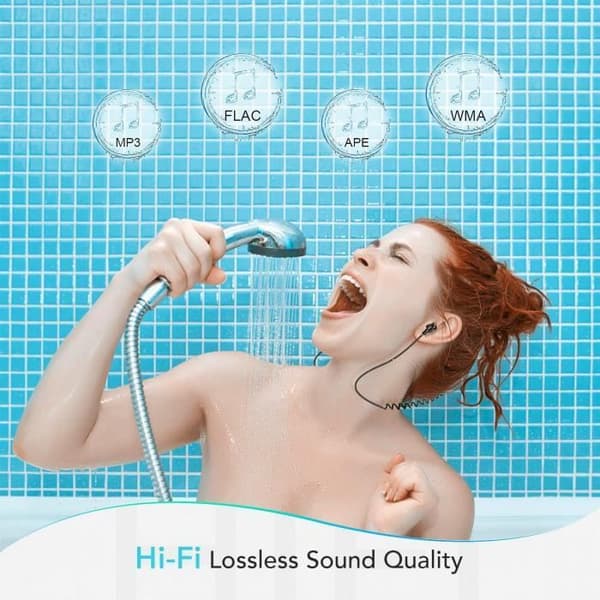 MP3 Vattentät IPX8 med färgskärmsklämma, 8GB spelare med radio Vattentät HiFi Lossless Walkman för simning och sport, blå