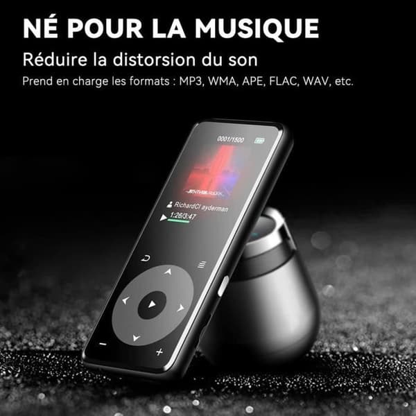 AGPTEK MP3-spelare Bluetooth 5.3 med högtalare 1,8" skärm Metal musikspelare med förlustfritt ljud/pekknapp/FM-radio