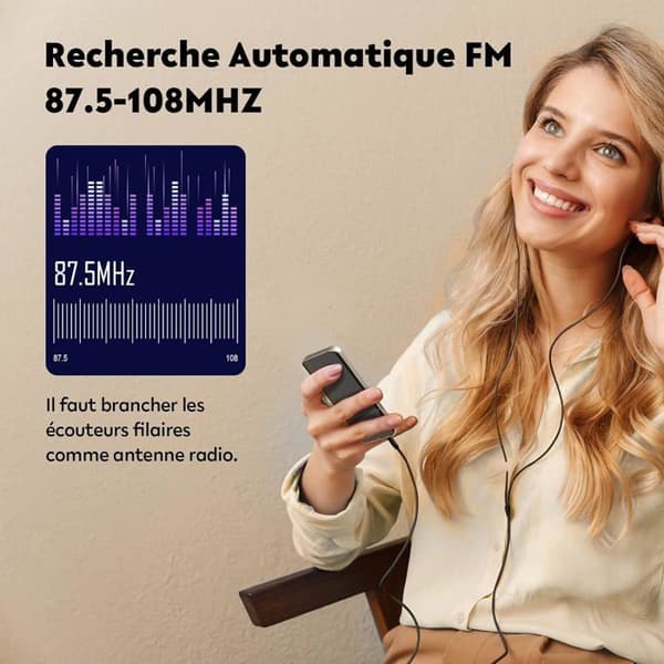 AGPTEK 64 GB MP3 Bluetooth 5.3 med högtalare, 2,4" stor skärm i metall musikspelare förlustfritt ljud med pekknapp/radio