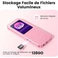 Miniatyrbild 3 av 6: AGPTEK 32GB Bluetooth 5.3 MP3-högtalare med pekknappar, 2,4 tum stor skärm, TF-kort upp till 128G - Rosa