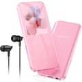 Miniatyrbild 1 av 6: AGPTEK 32GB Bluetooth 5.3 MP3-högtalare med pekknappar, 2,4 tum stor skärm, TF-kort upp till 128G - Rosa