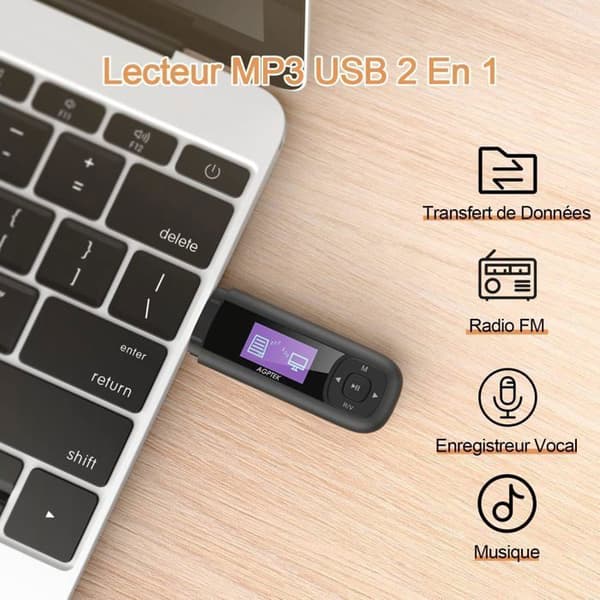 AGPTEK 40 GB USB Mp3-spelare med LCD-skärm, mini lätt walkman musikspelare för sport, 10H musikuppspelning batteritid